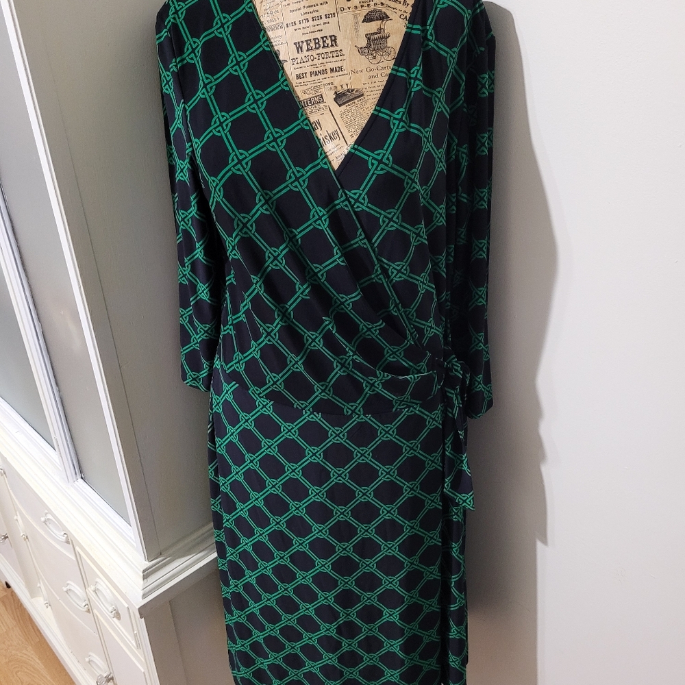 Lauren Ralph Lauren geometric pattern wrap dress sz 12 - Picture 6 of 11
